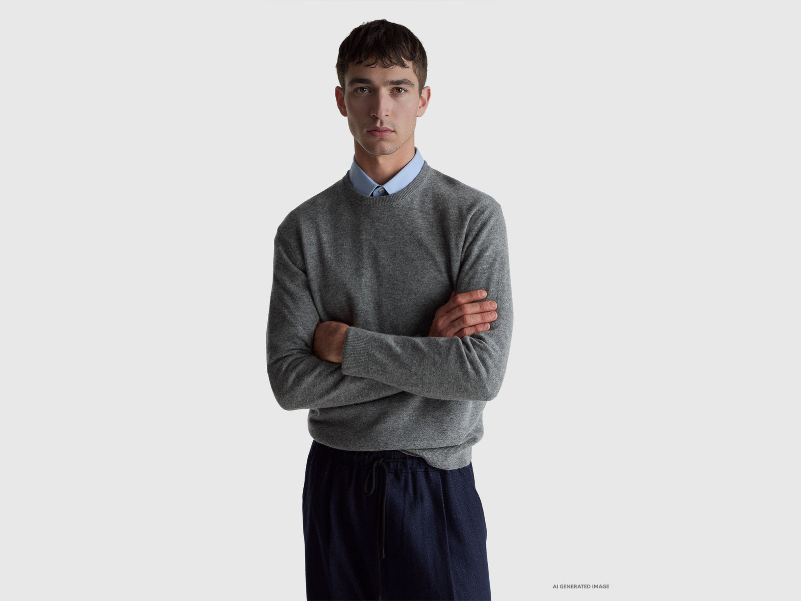Camisola cinzenta em pura lã Merino - ucb_image_F