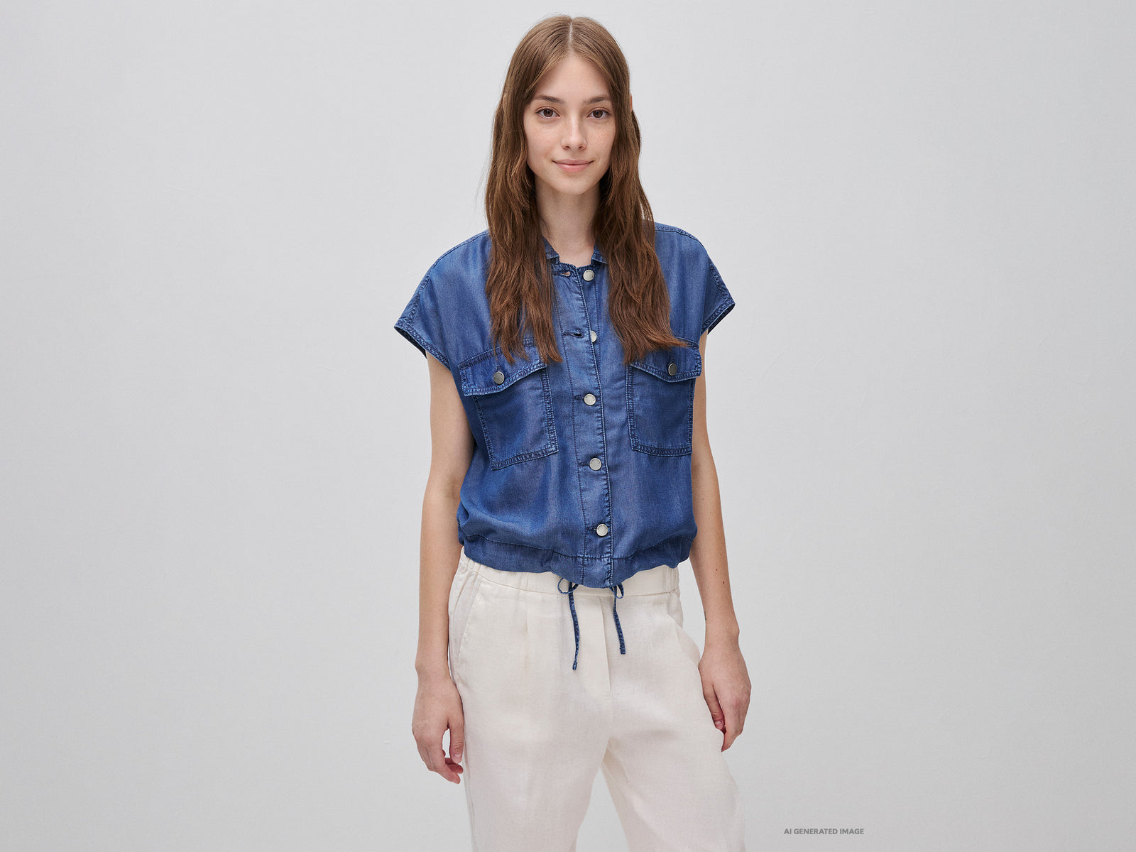 Casaco sem mangas em chambray - ucb_image_F