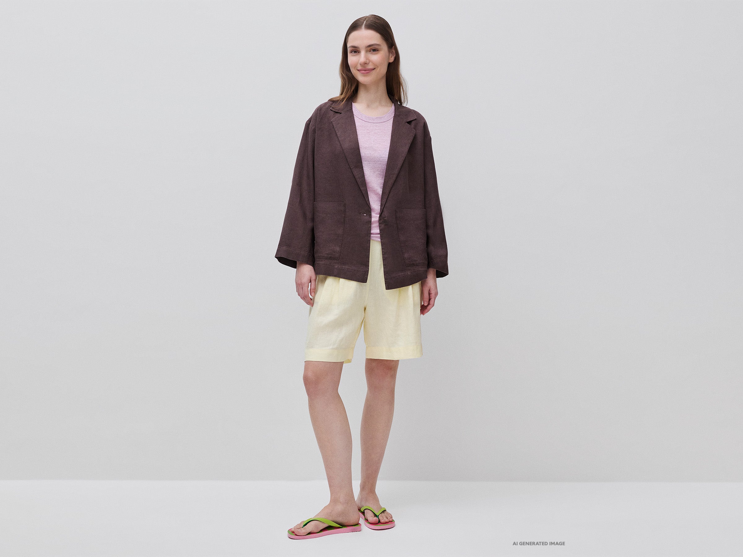 Blazer de abotoadura simples em 100% linho - ucb_image_FY