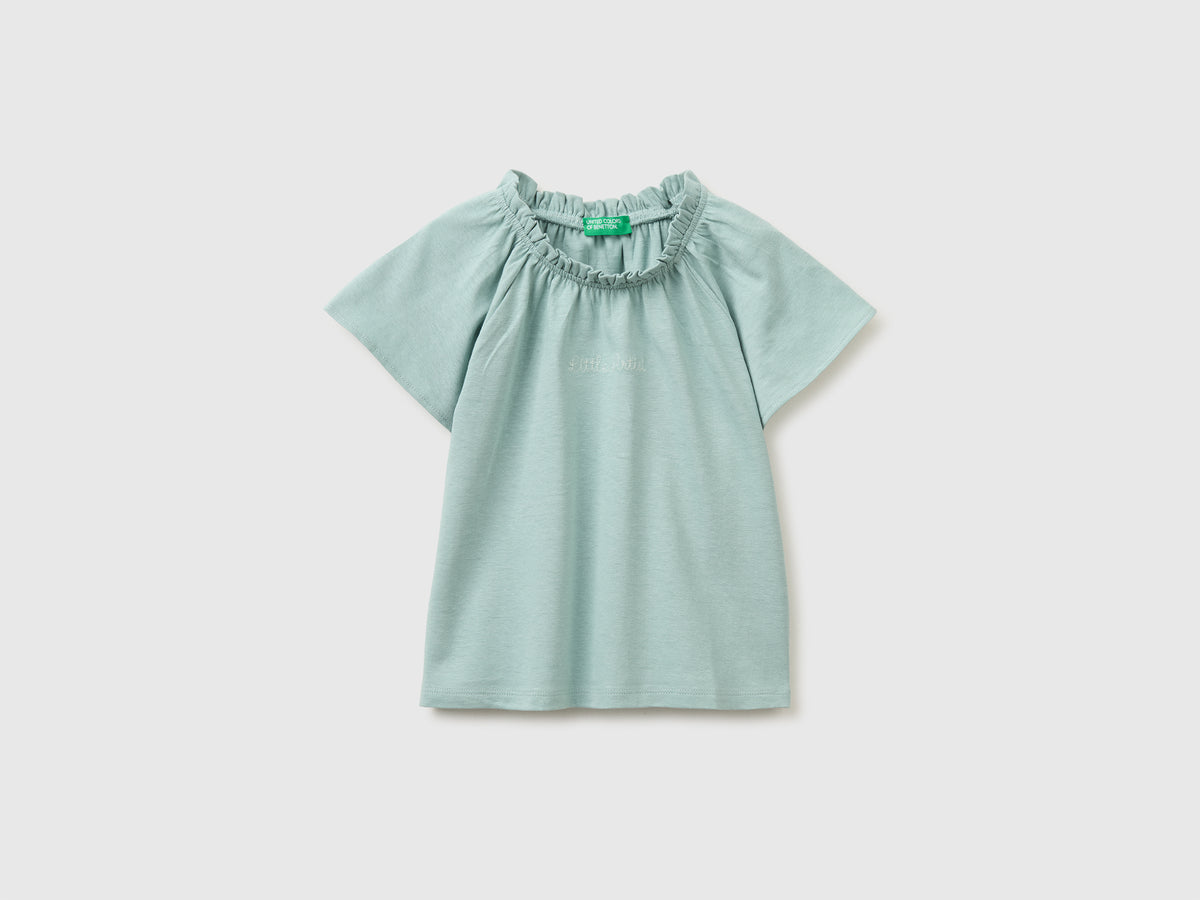 Linen blend ruffle neck T-shirt - ucb_image_FS