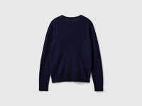 Dark blue crew neck sweater in pure Merino wool - ucb_image_BS