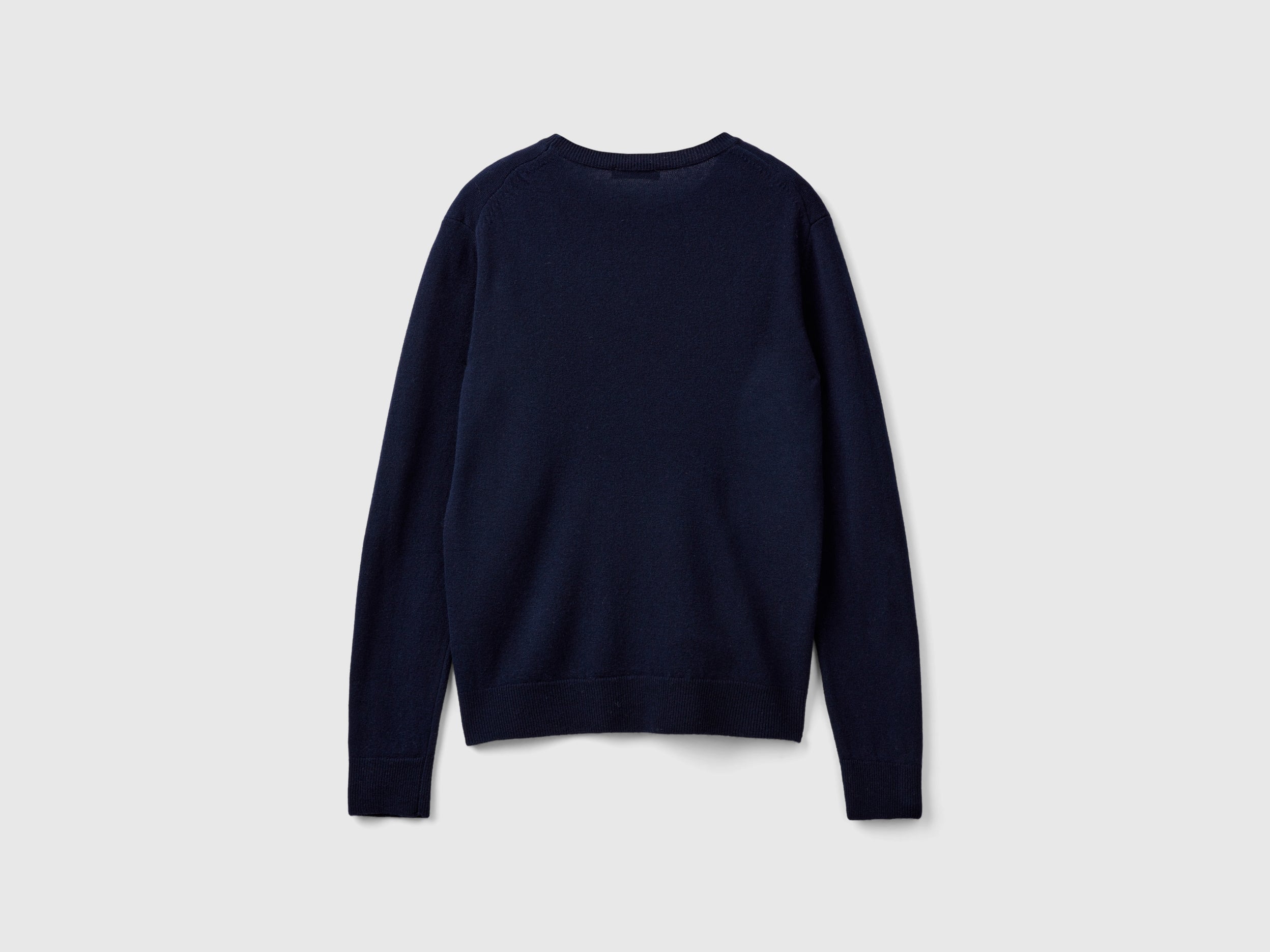 Dark blue crew neck sweater in pure Merino wool - ucb_image_BS