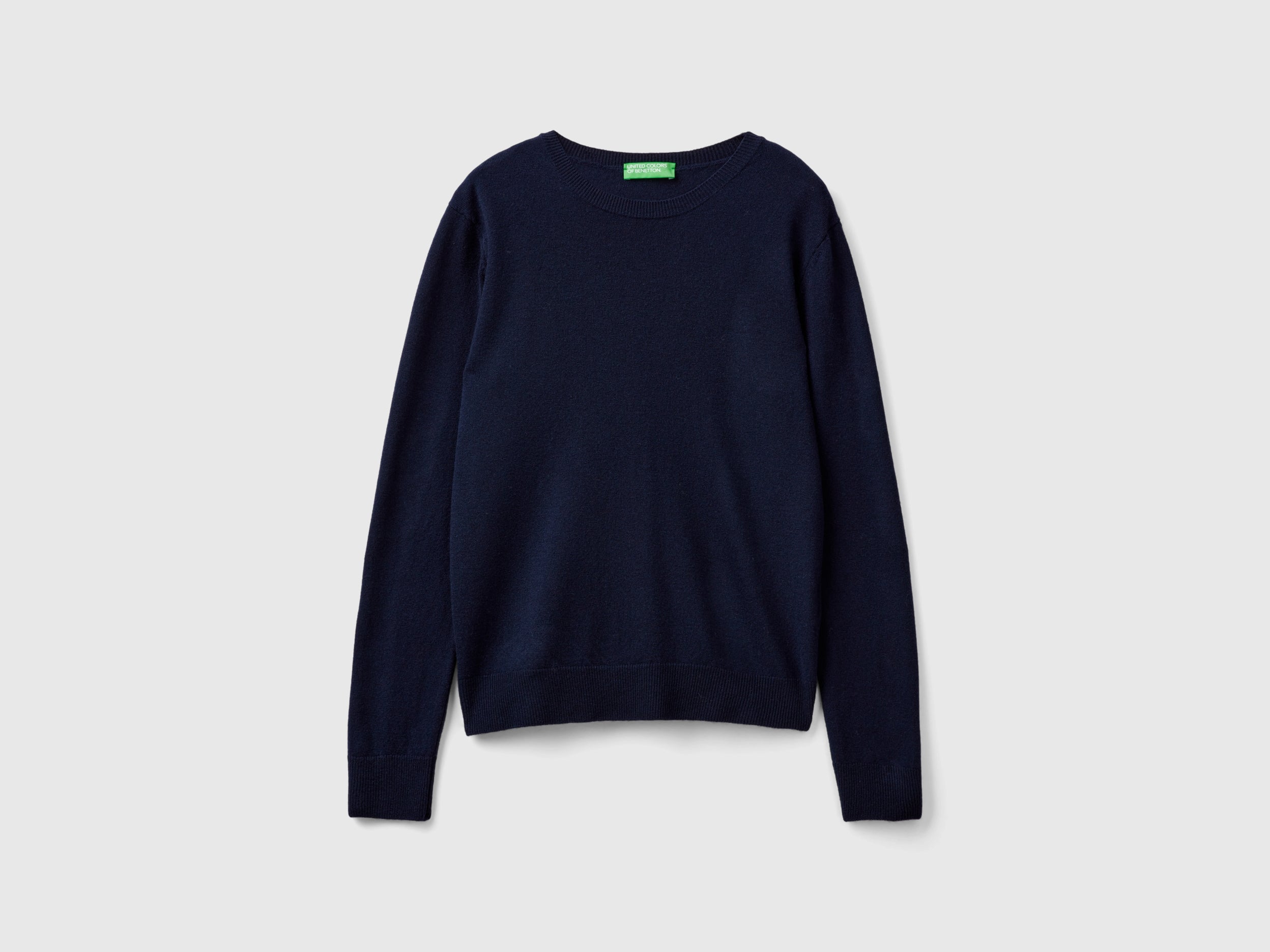 Dark blue crew neck sweater in pure Merino wool - ucb_image_FS