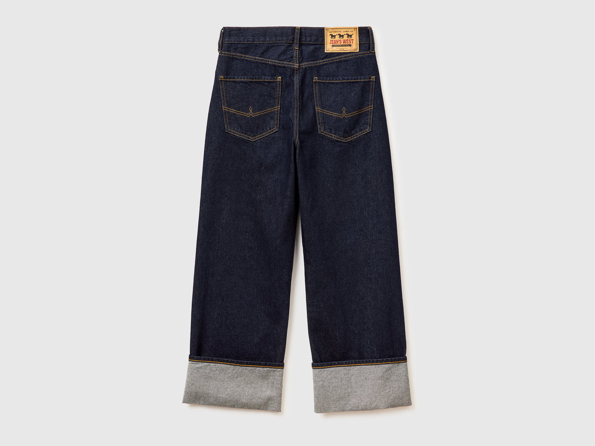 Jeans cropped com dobra lavagem rinse - ucb_image_BS