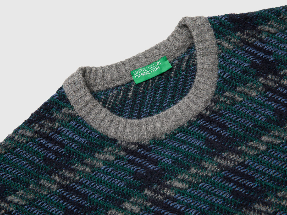Camisola tartan em mistura de algodão e lã - ucb_image_DS1