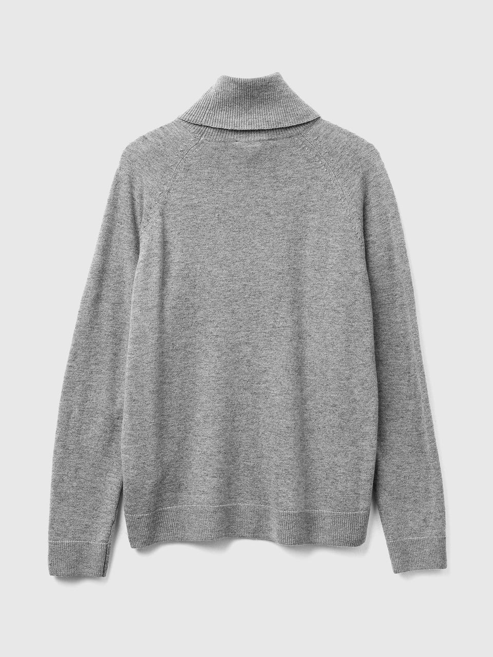 Camisola de gola alta cinza mélange em mistura de lã e caxemira. - ucb_image_BS