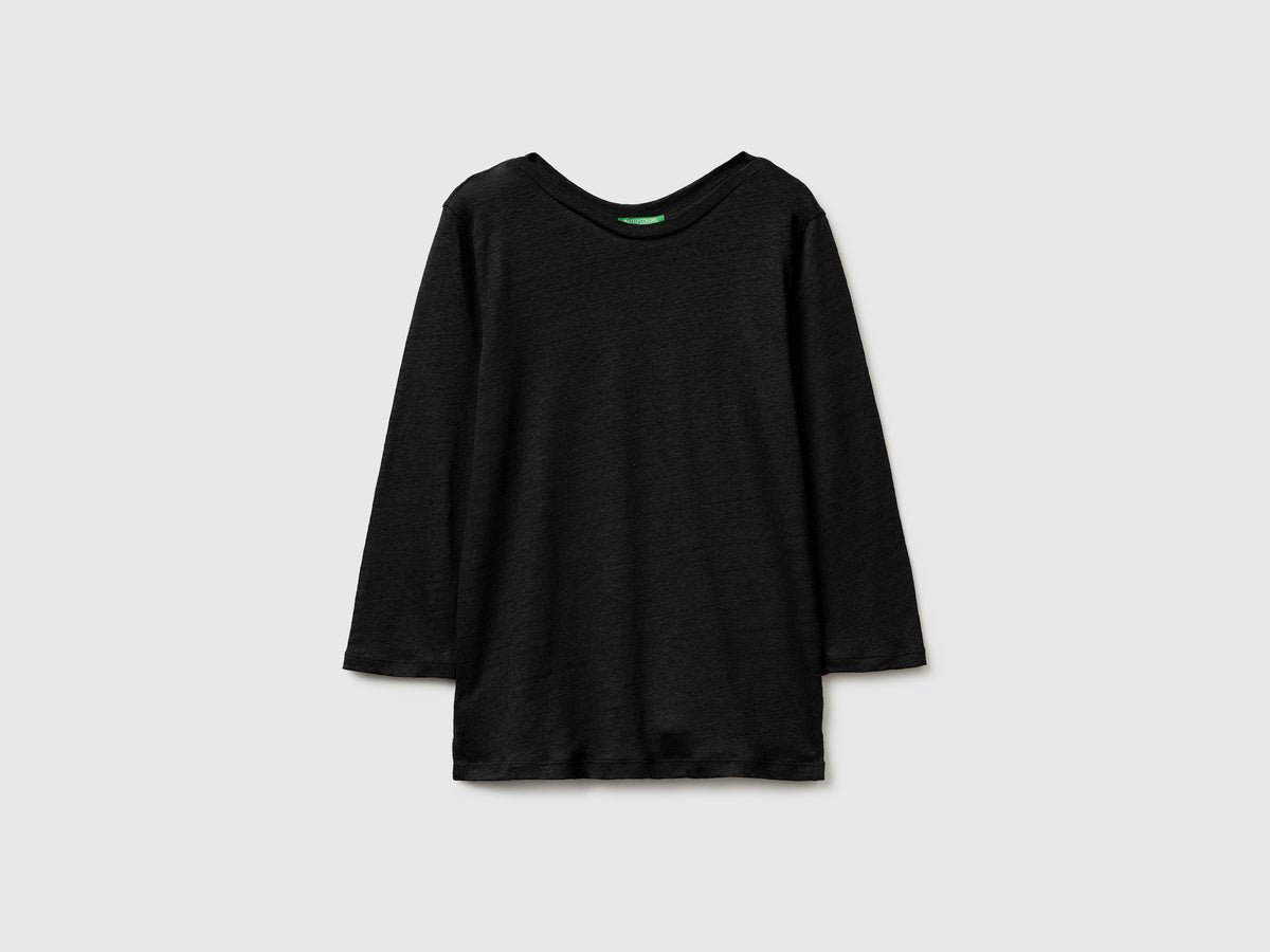 Boat-neck T-shirt in pure linen - ucb_image_FS