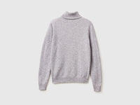 Camisola de gola alta cinza mélange em pura lã Merino - ucb_image_BS