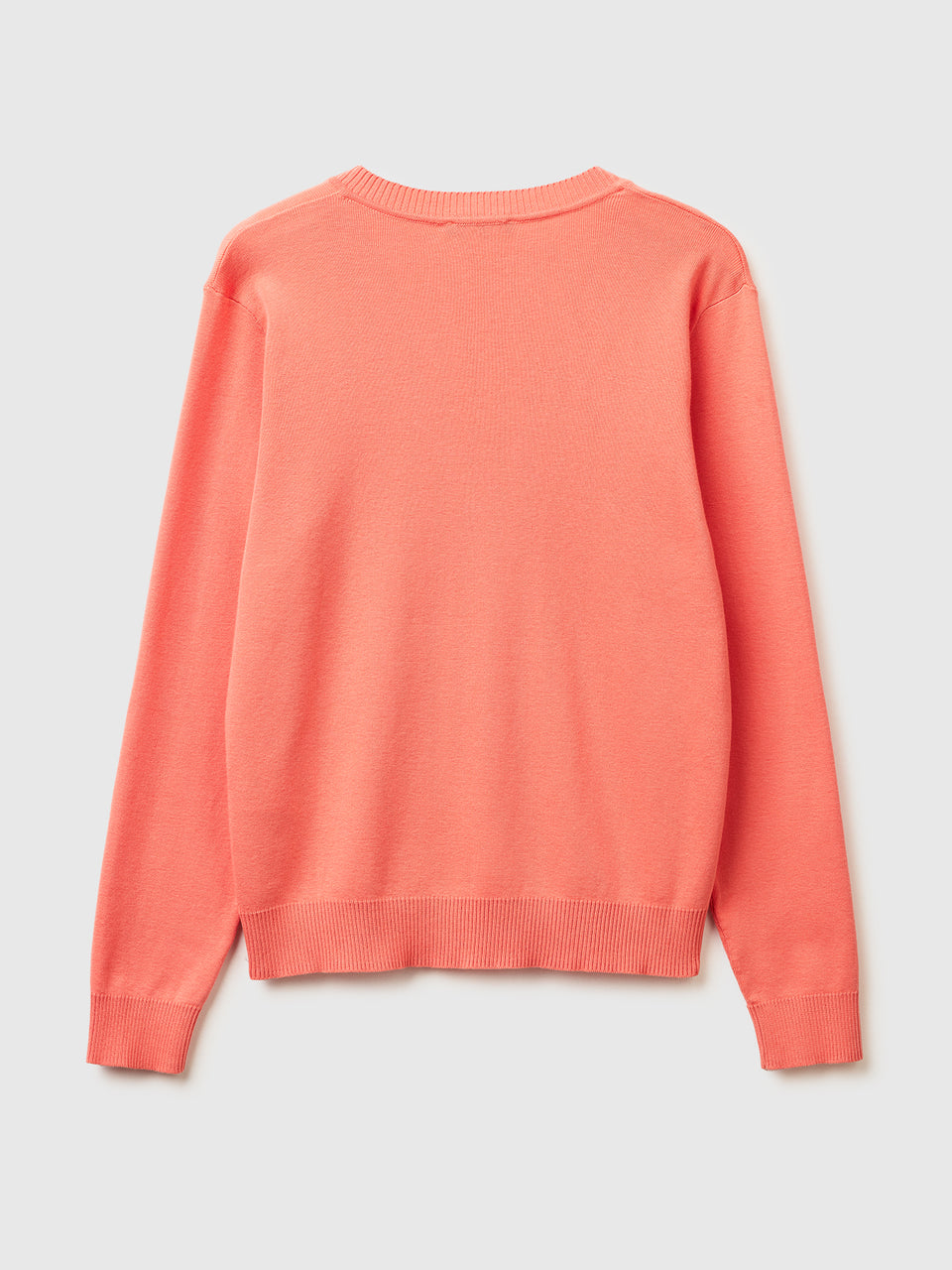 Camisola pêssego em algodão tricot com decote em V - ucb_image_BS