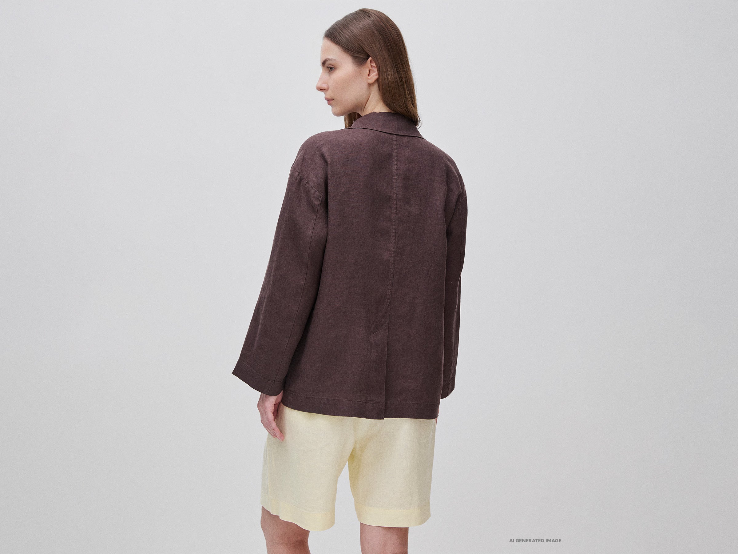 Blazer de abotoadura simples em 100% linho - ucb_image_B