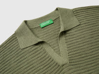 Perforated polo shirt in linen blend - ucb_image_DS1