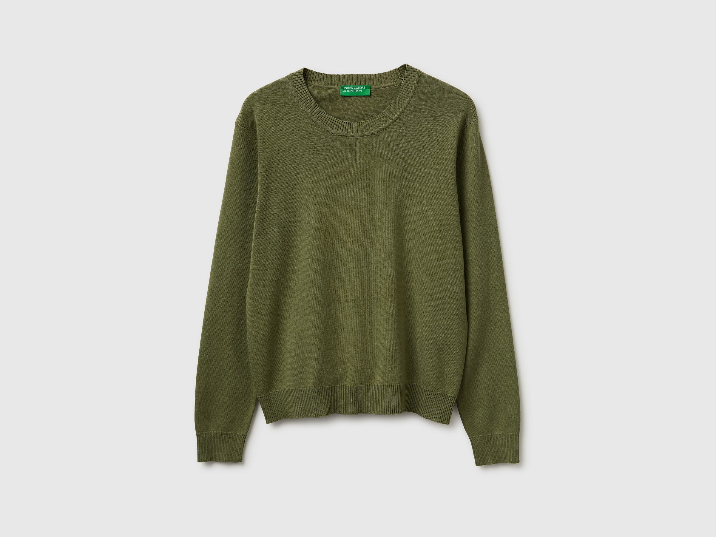 Olive green sweater in tricot cotton - ucb_image_FS