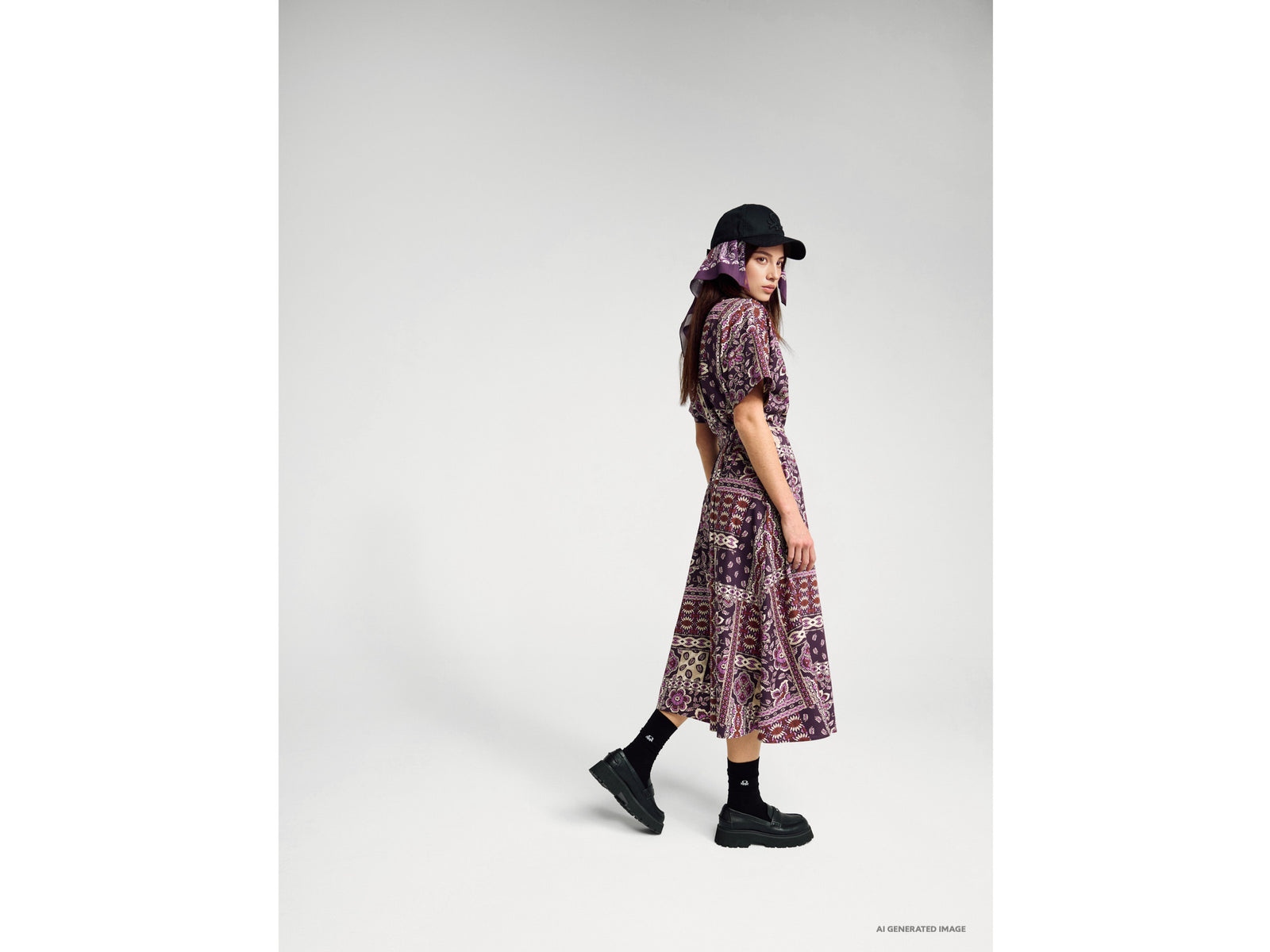 Vestido longuette com estampa bandana - ucb_image_B