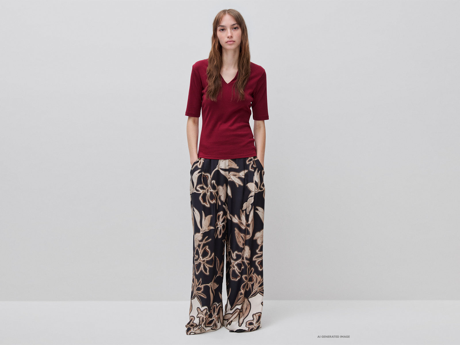 Wide-leg trousers with floral print