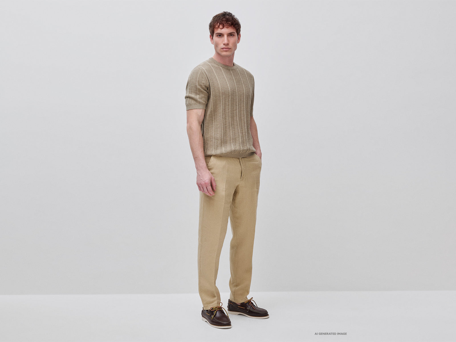 Straight chinos in pure linen