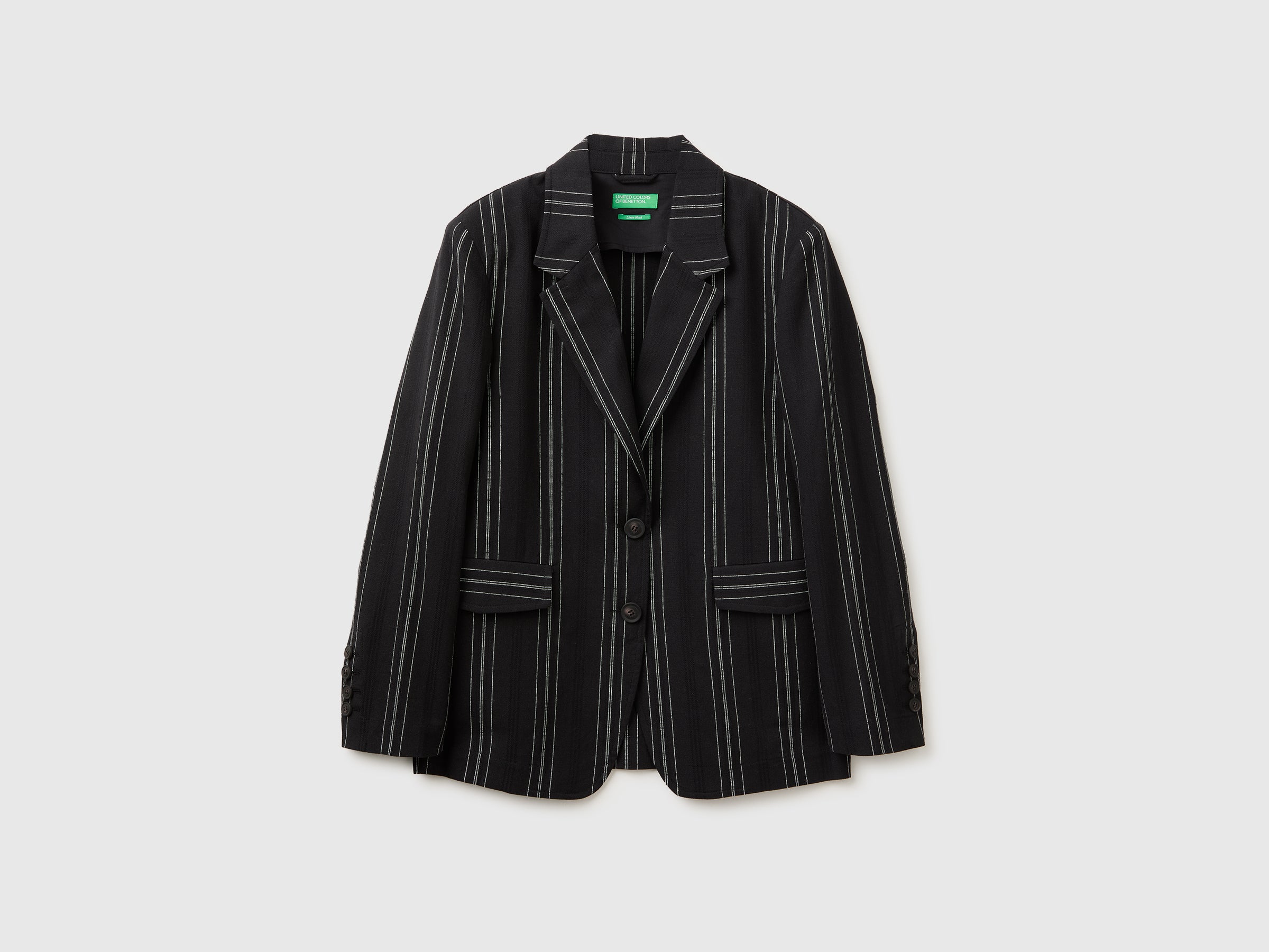 Blazer às riscas em mistura de linho  - ucb_image_FS
