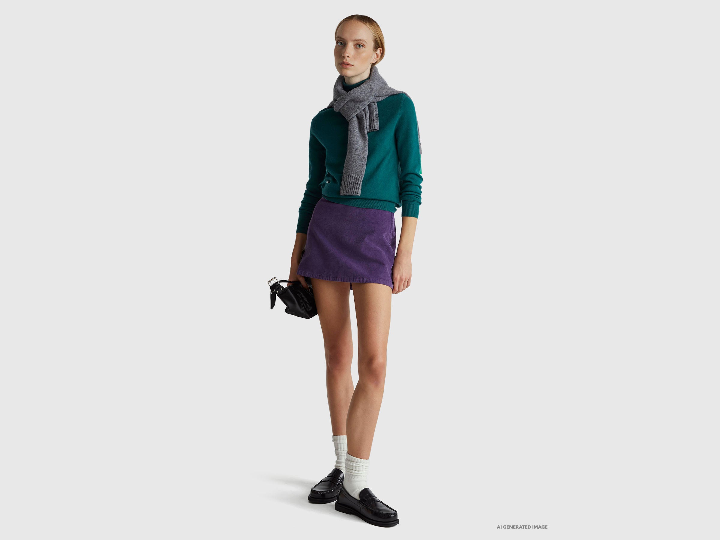 Camisola de gola alta verde em pura lã Merino - ucb_image_FY