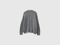Camisola decote em V perfurada em mistura de lã e alpaca - ucb_image_BS