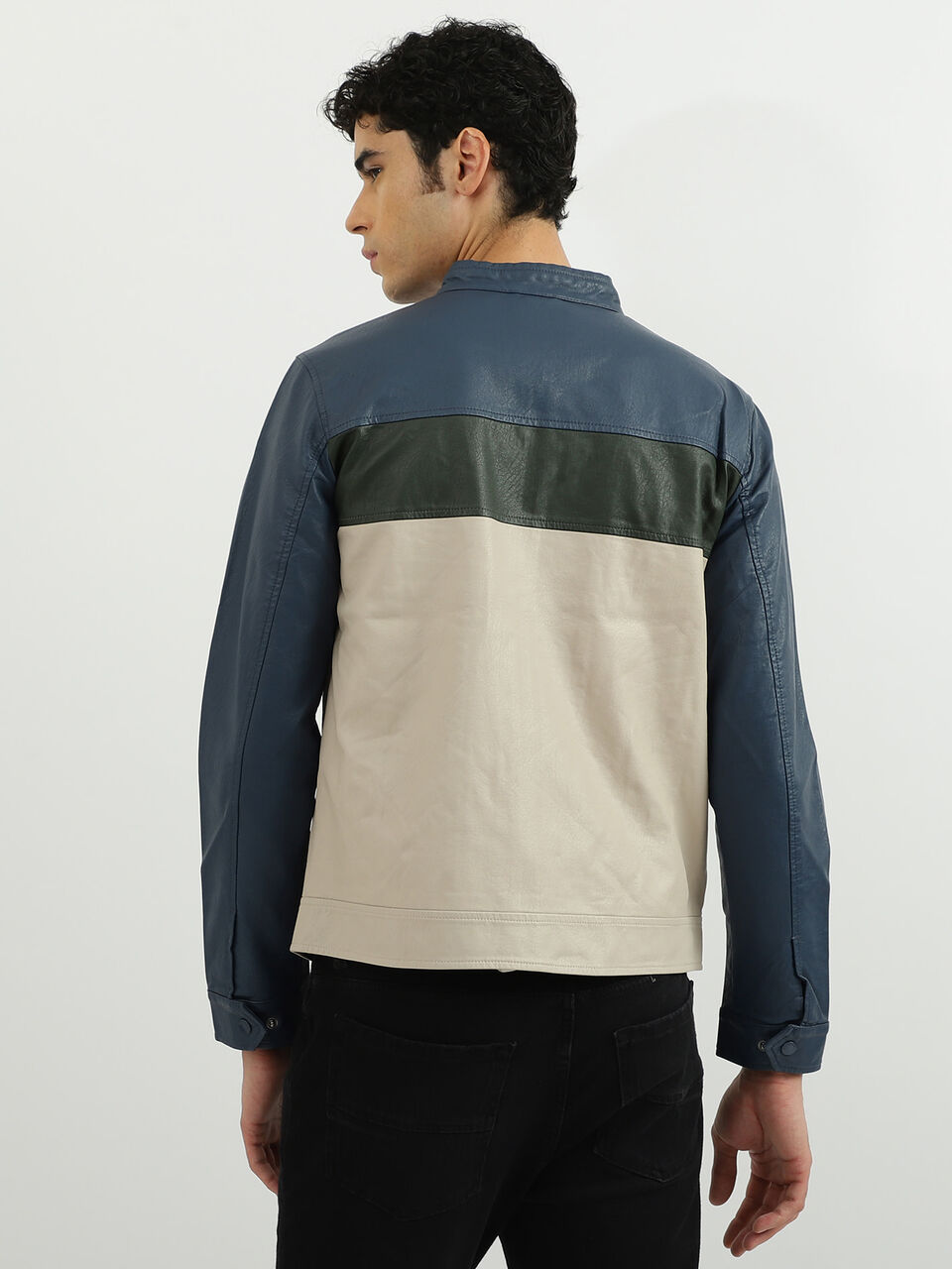 PU COLOR BLOCK JACKET image number null