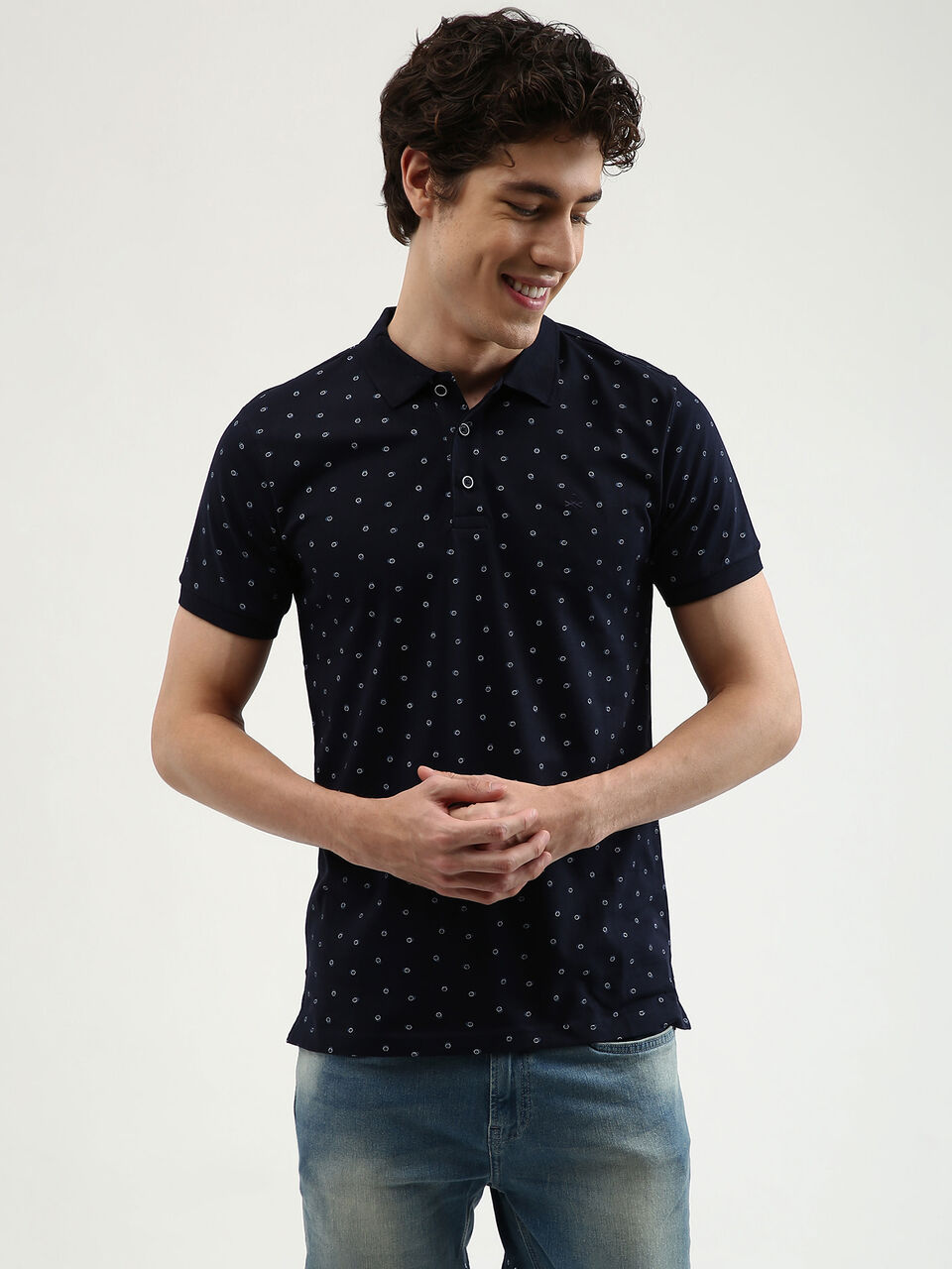 Ditsy AOP Pique Polo image number null