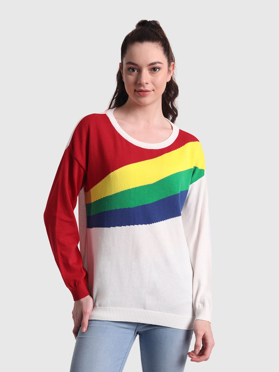 3/4th sleeved top with zipper at back image number null