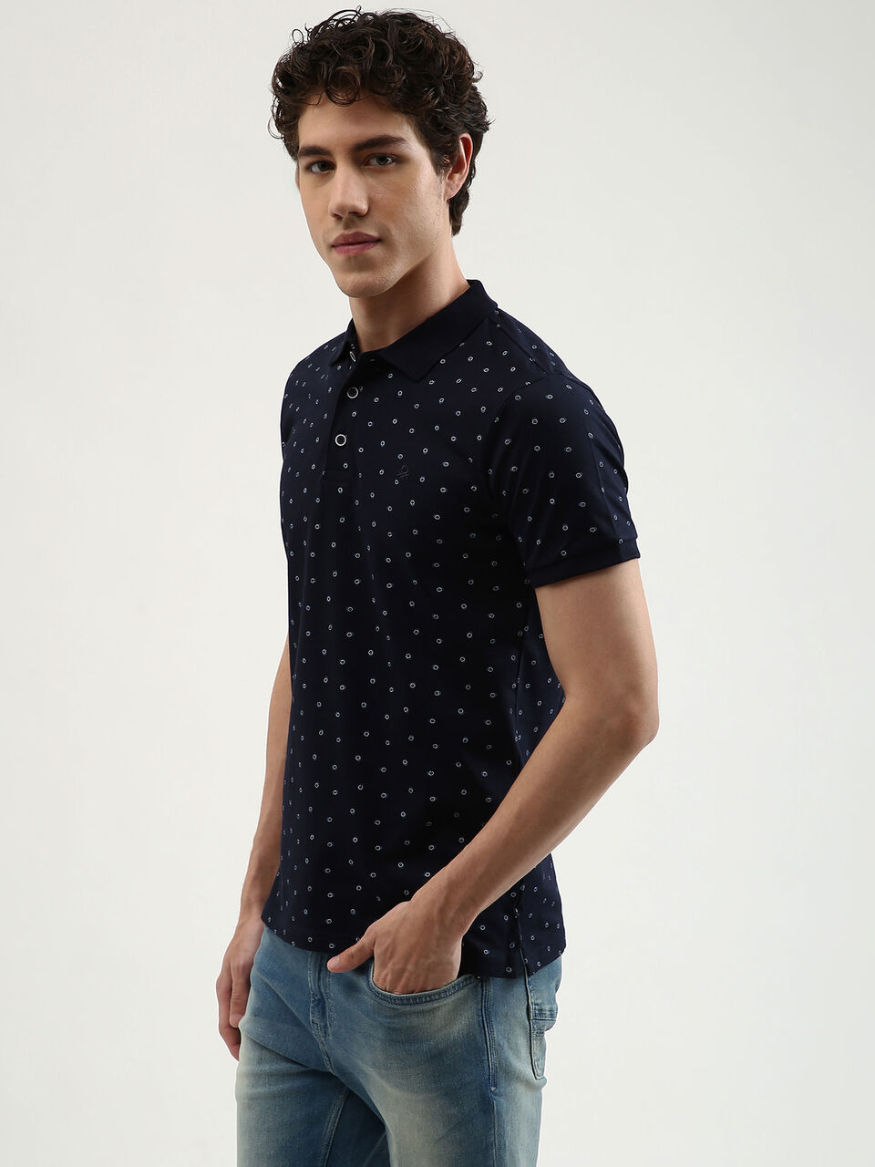 Ditsy AOP Pique Polo image number null