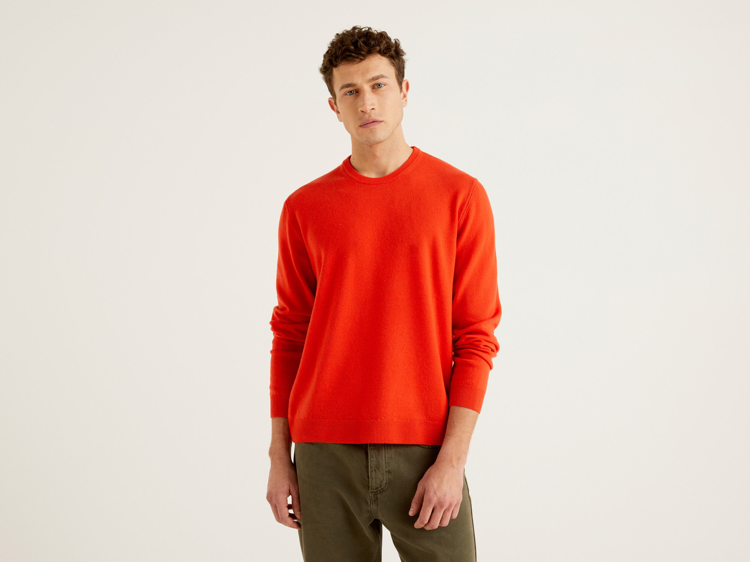 orange crew neck sweater