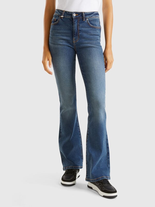 Flared jeans in recycled cotton blend Women