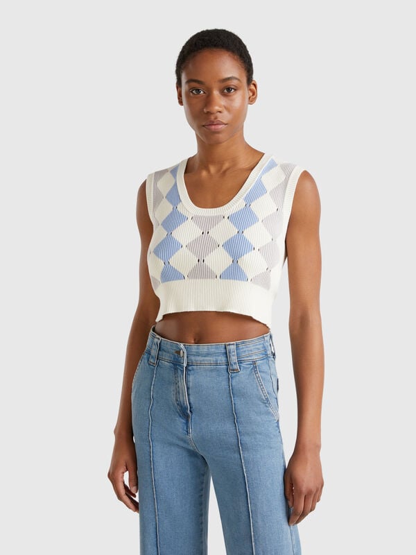 Cropped vest with diamond inlay Women