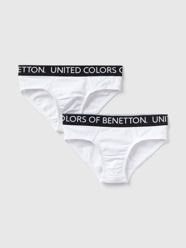 Two pairs of underwear with logoed elastic