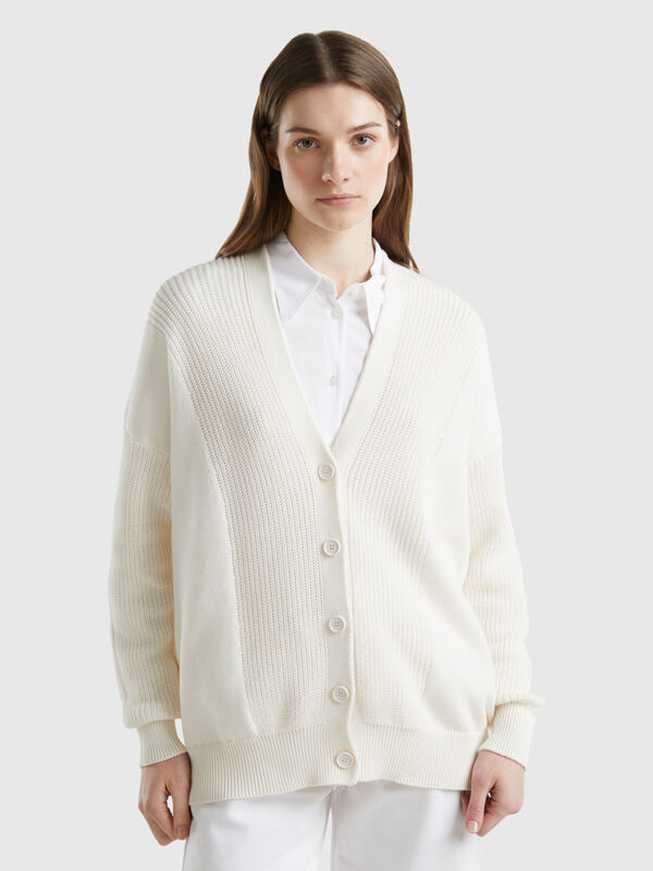 Creamy white 100% cotton cardigan Women