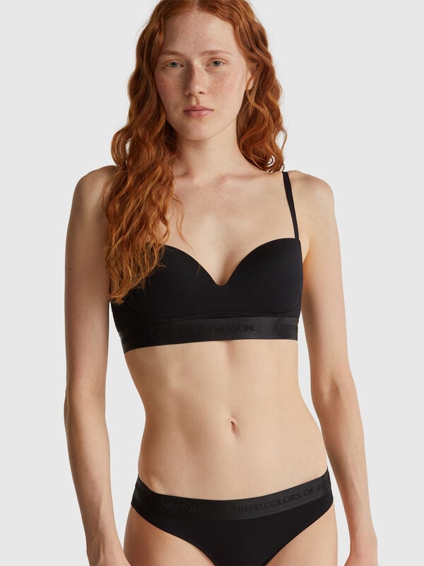 Padded bra in stretch cotton Women