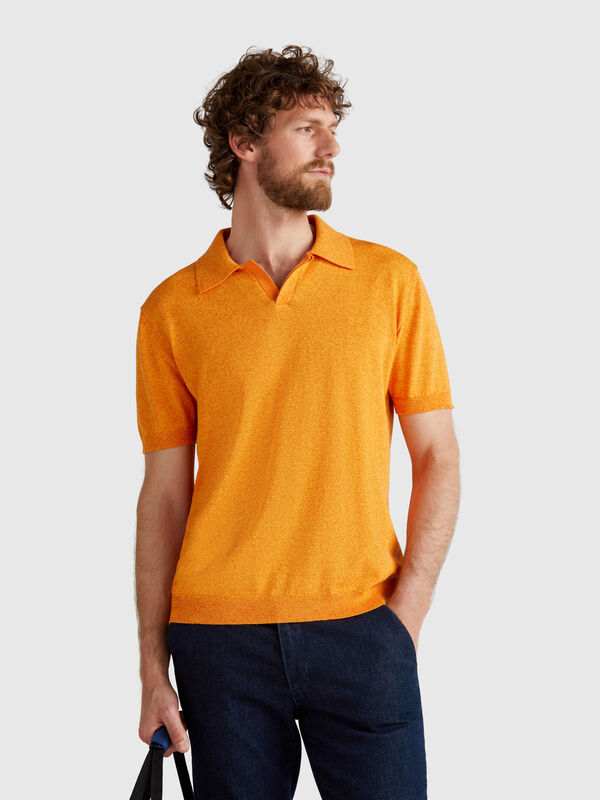 Short sleeve polo in cotton blend Men