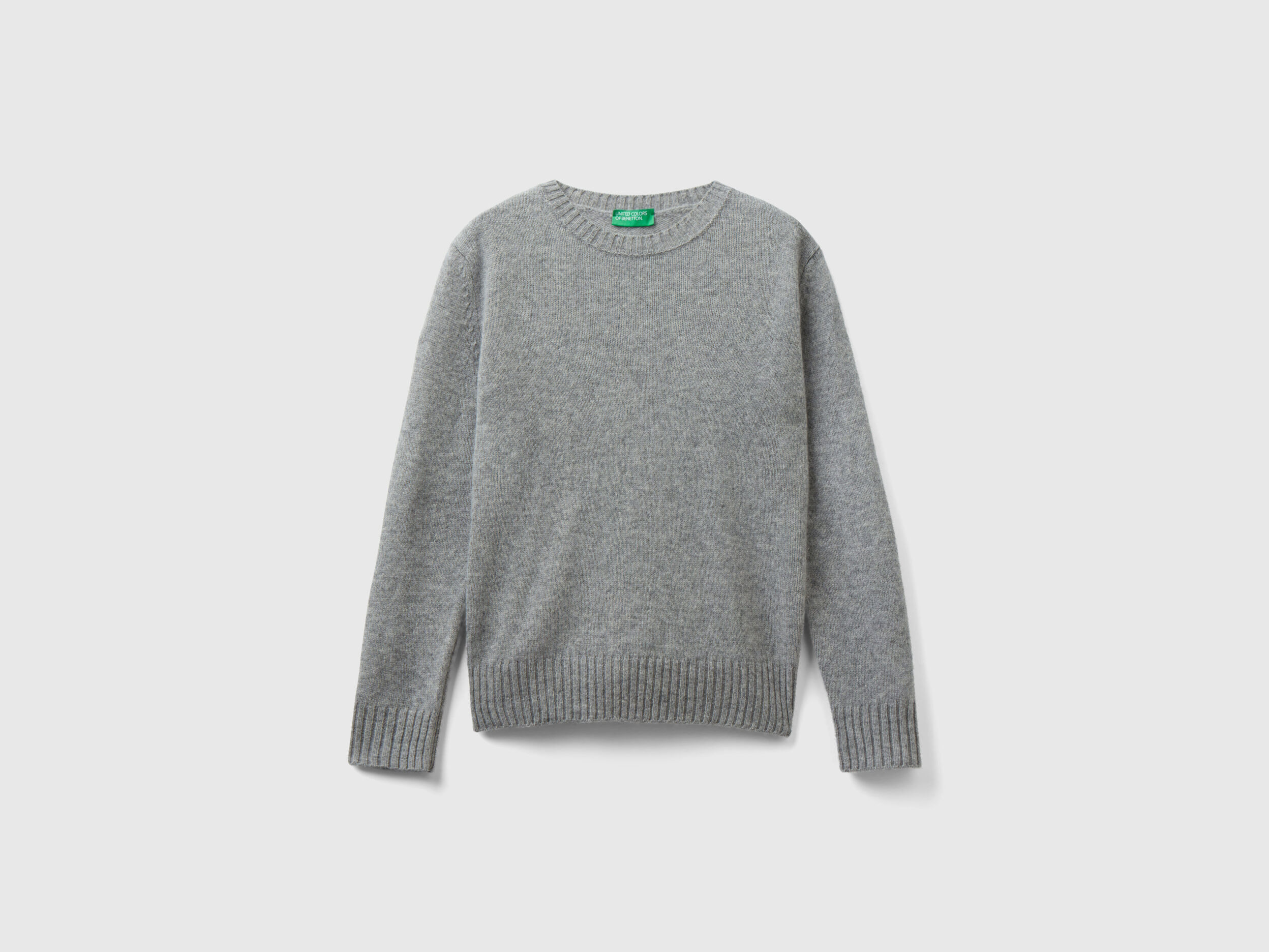 Sweater in pure Shetland wool Light Gray Benetton