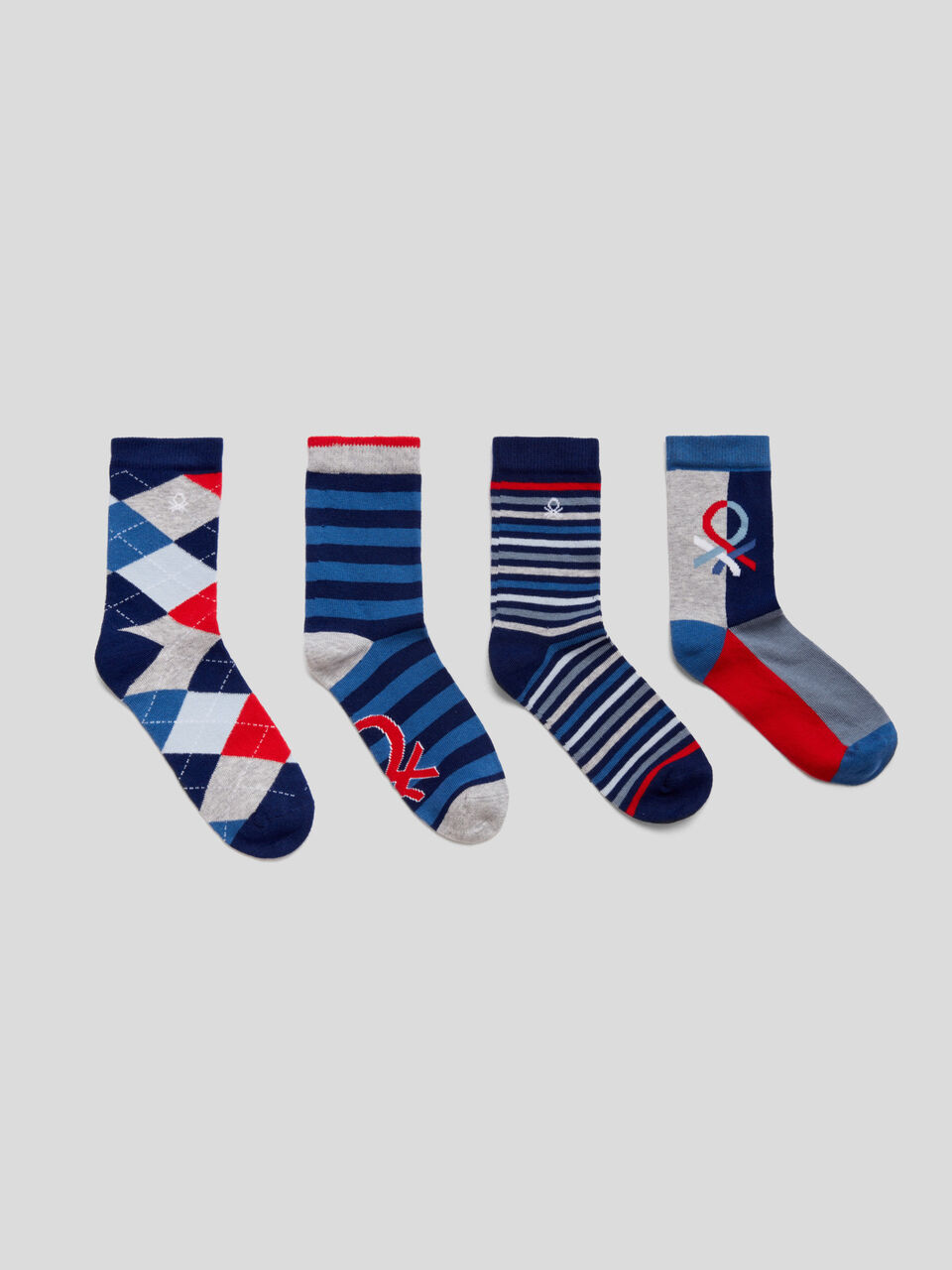 Set of patterned socks in stretch cotton blend image number 1
