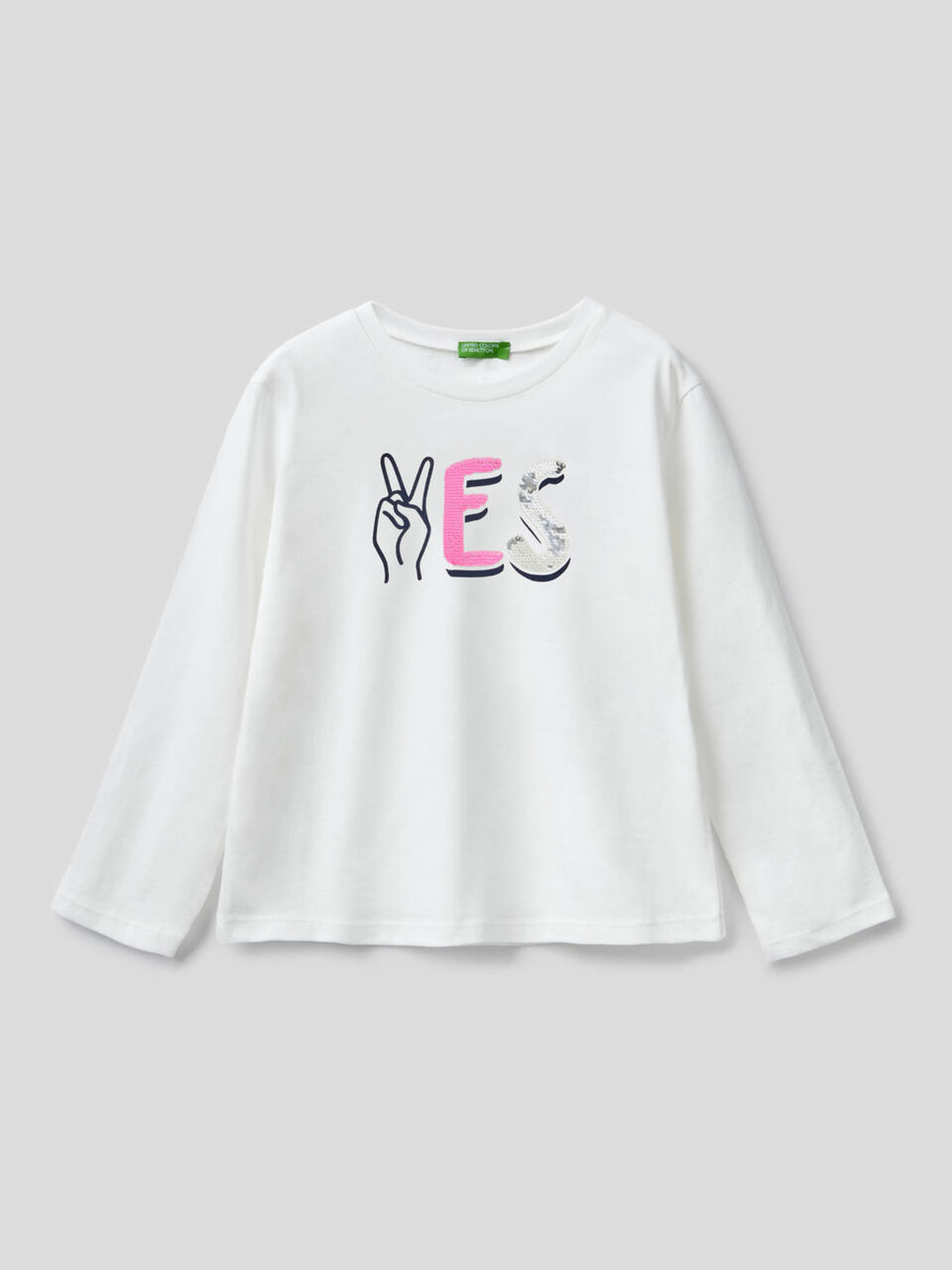 100% cotton t-shirt with sequins image number 2