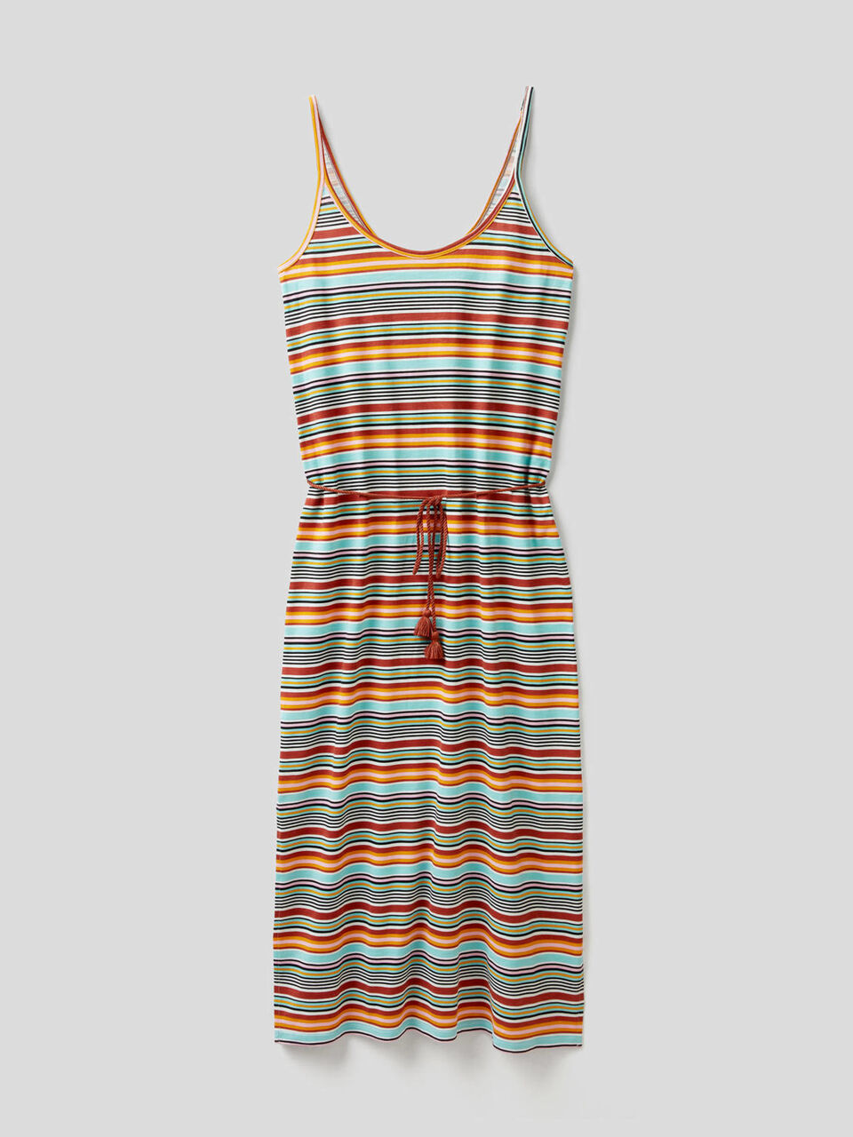 Striped dress with straps image number 1