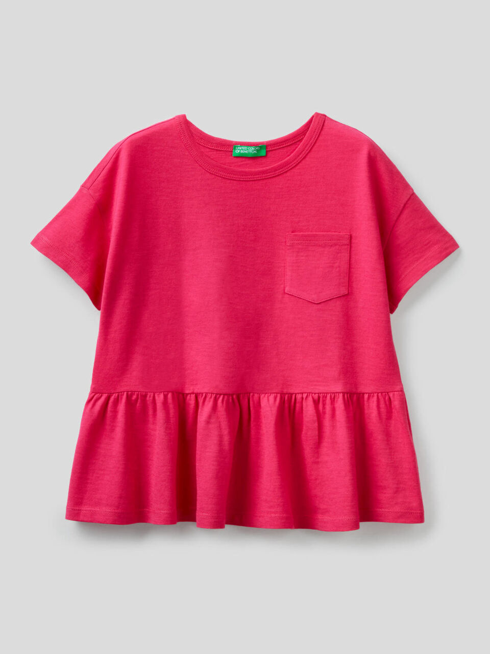 T-shirt in pure cotton with frill image number 1