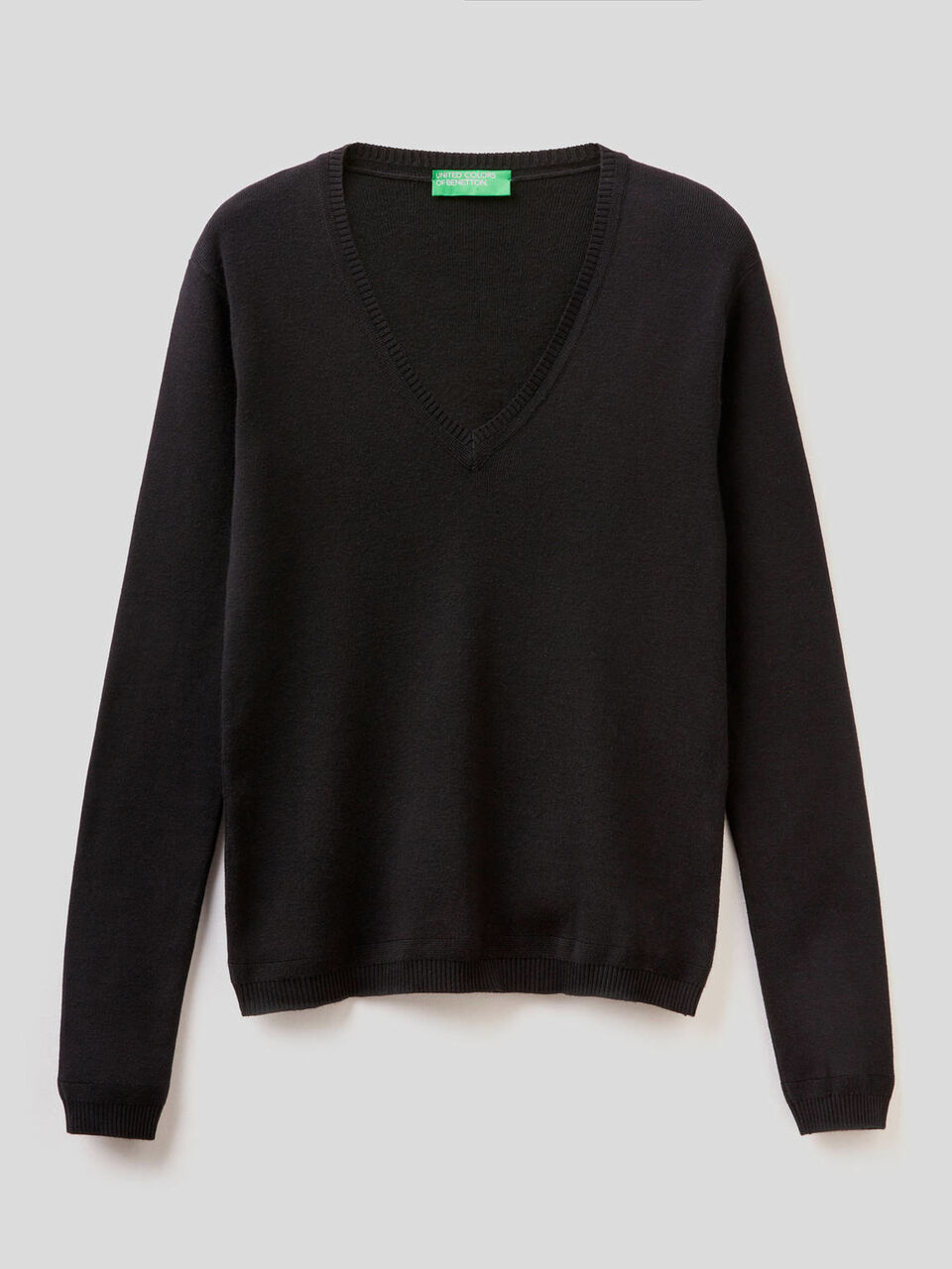 Pure cotton sweater with V-neck image number 1