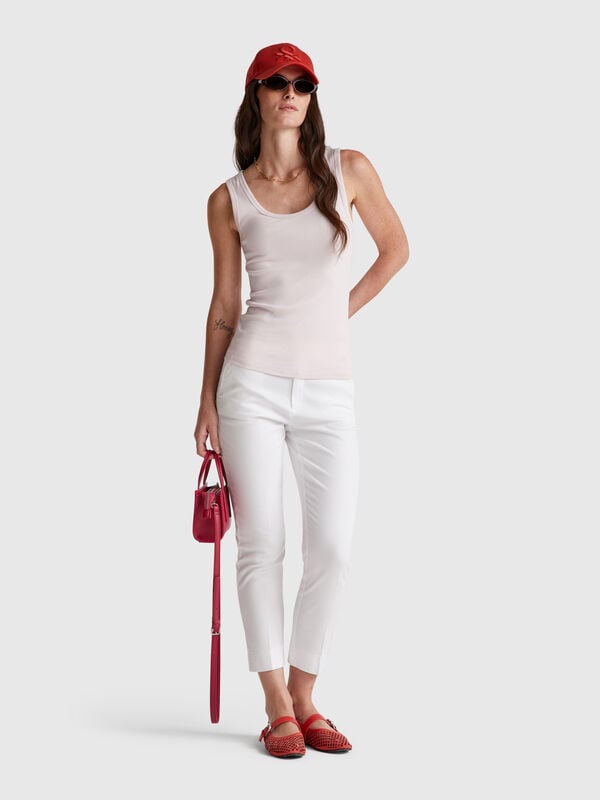Cropped chinos in stretch cotton Women