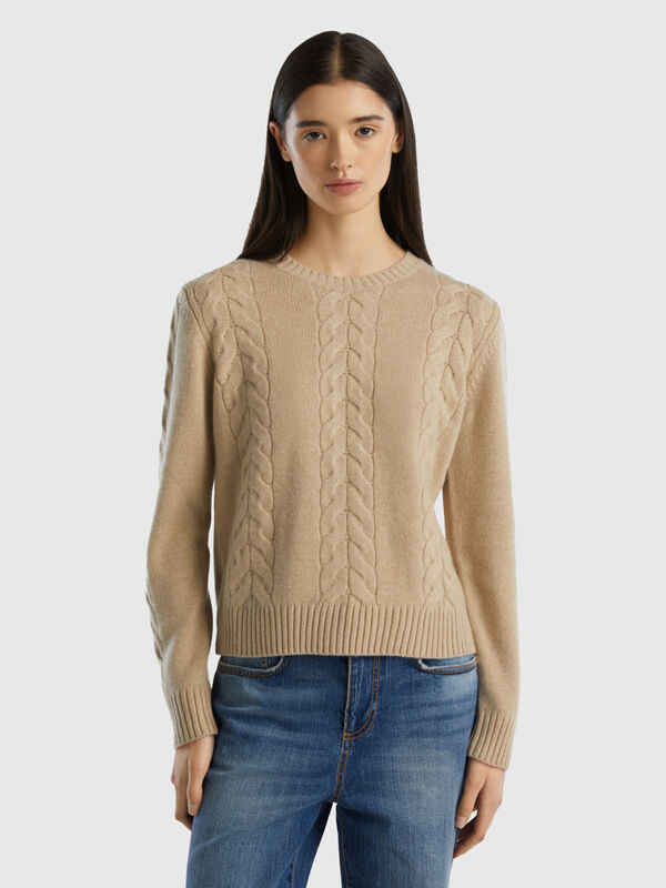 Cable knit sweater in pure cashmere Women
