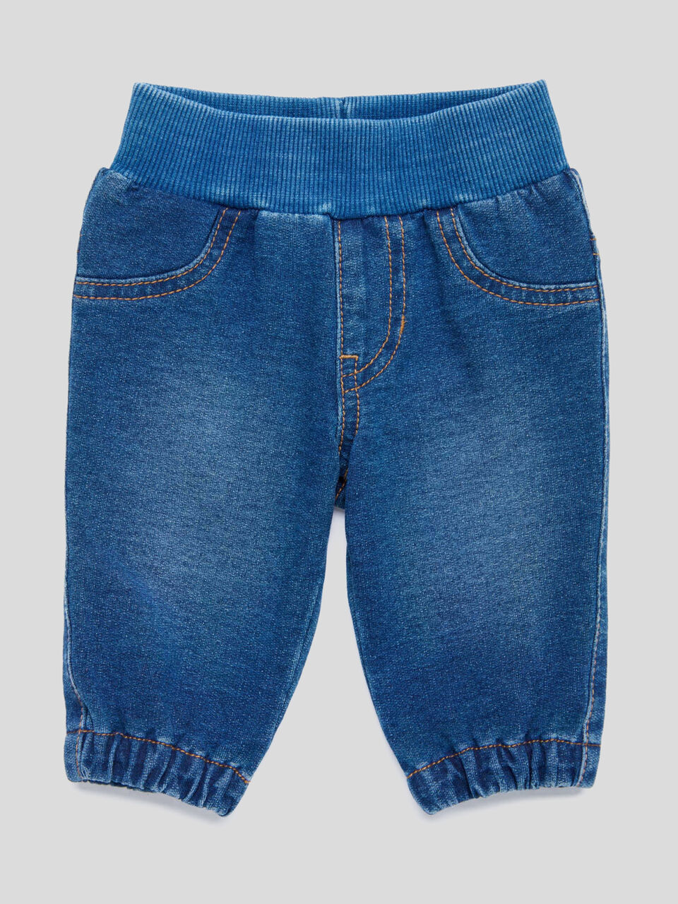 Denim look stretch pants image number 1