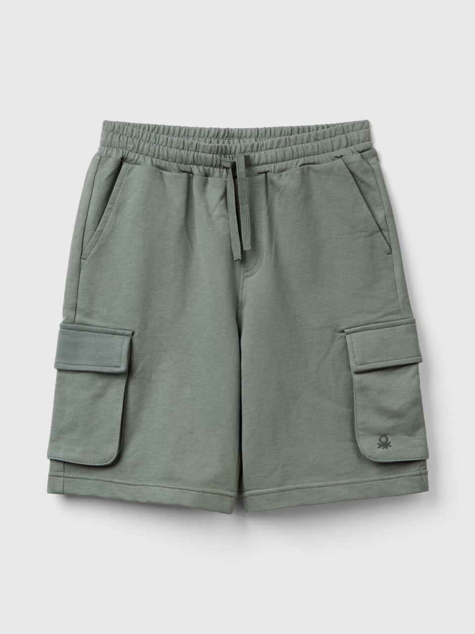 Cargo shorts in light sweat fabric - Military Green | Benetton