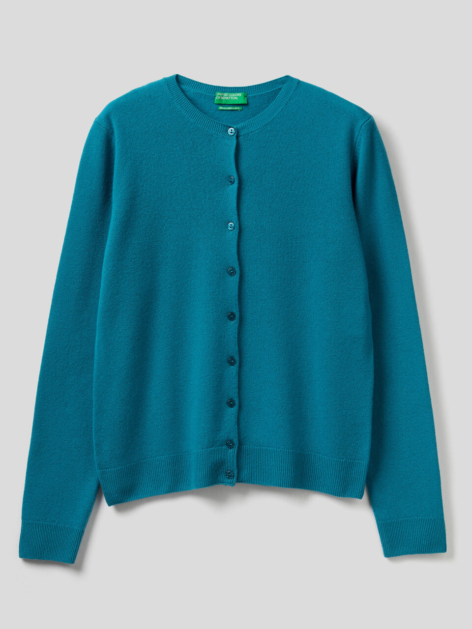 Crew neck cardigan in pure virgin wool image number 1