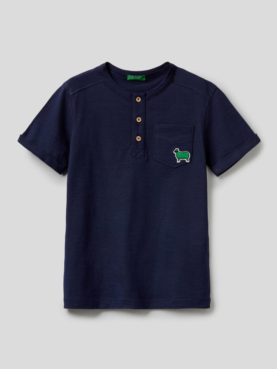 Henley t-shirt in pure cotton image number 1