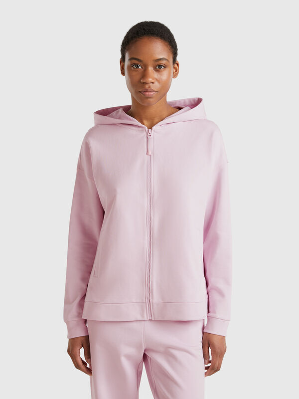 100% cotton sweatshirt with zip and hood Women