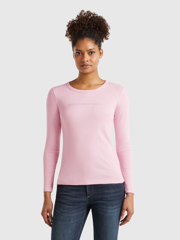 Pink 100% cotton long sleeve t-shirt Women