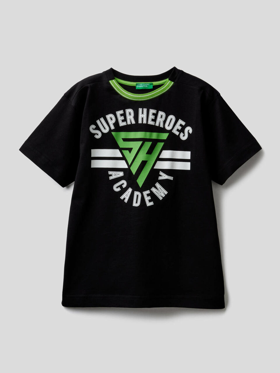 T-shirt with two-tone crew neck image number 1