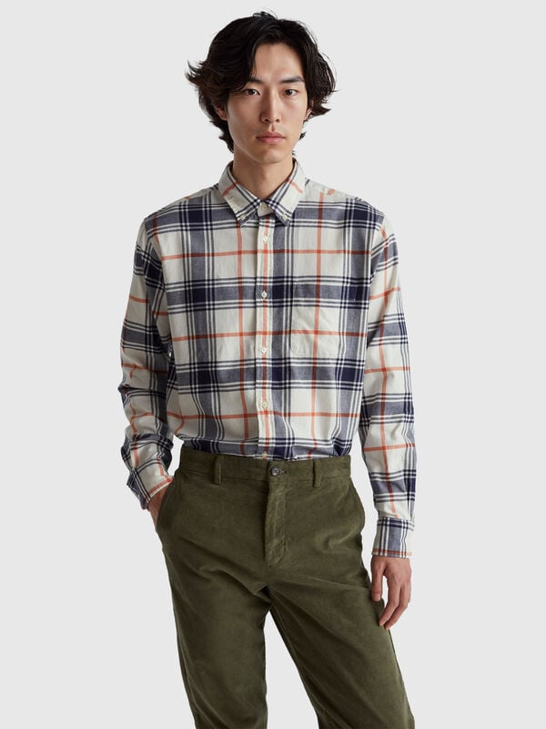 Flannel button-down shirt Men