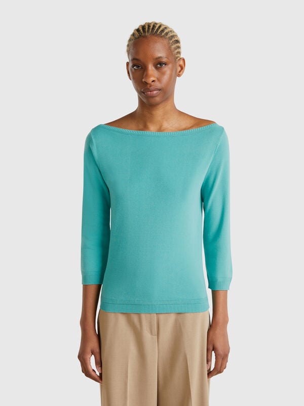 100% cotton boat neck sweater Women